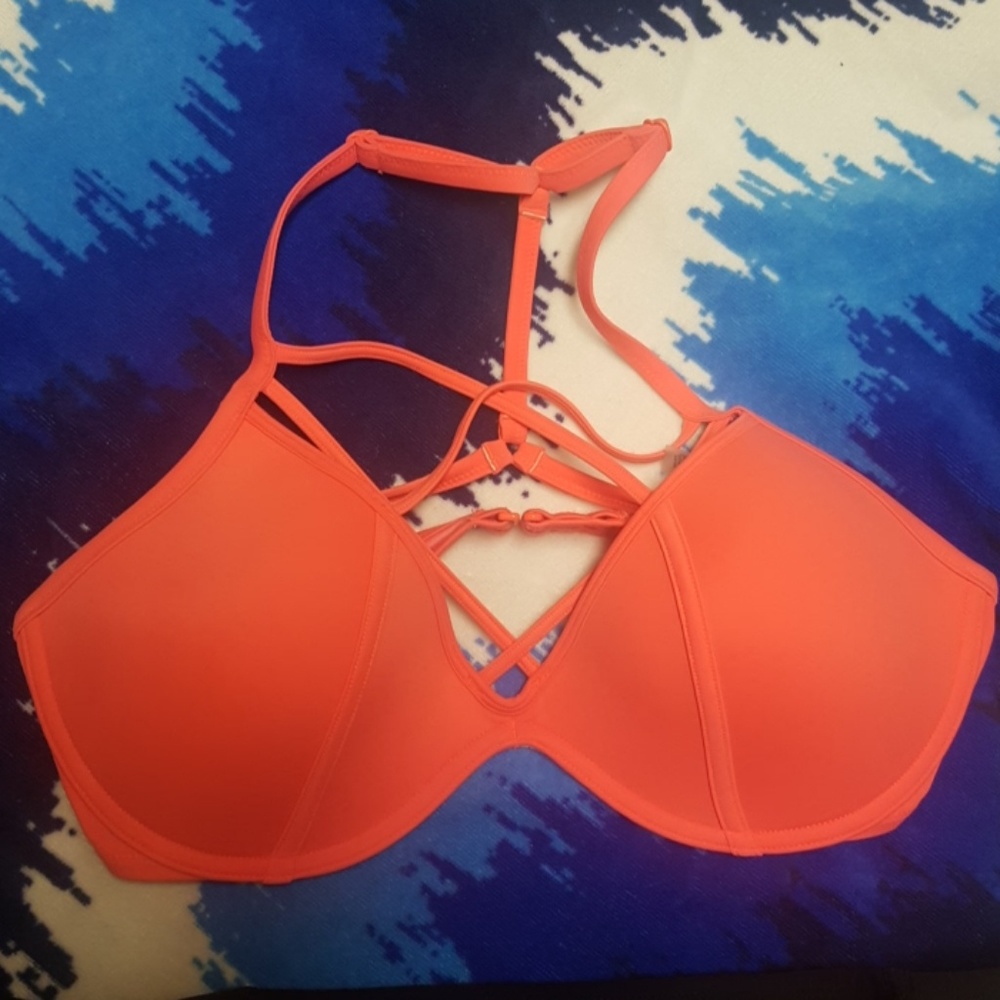 Pink VS criss cross swim top